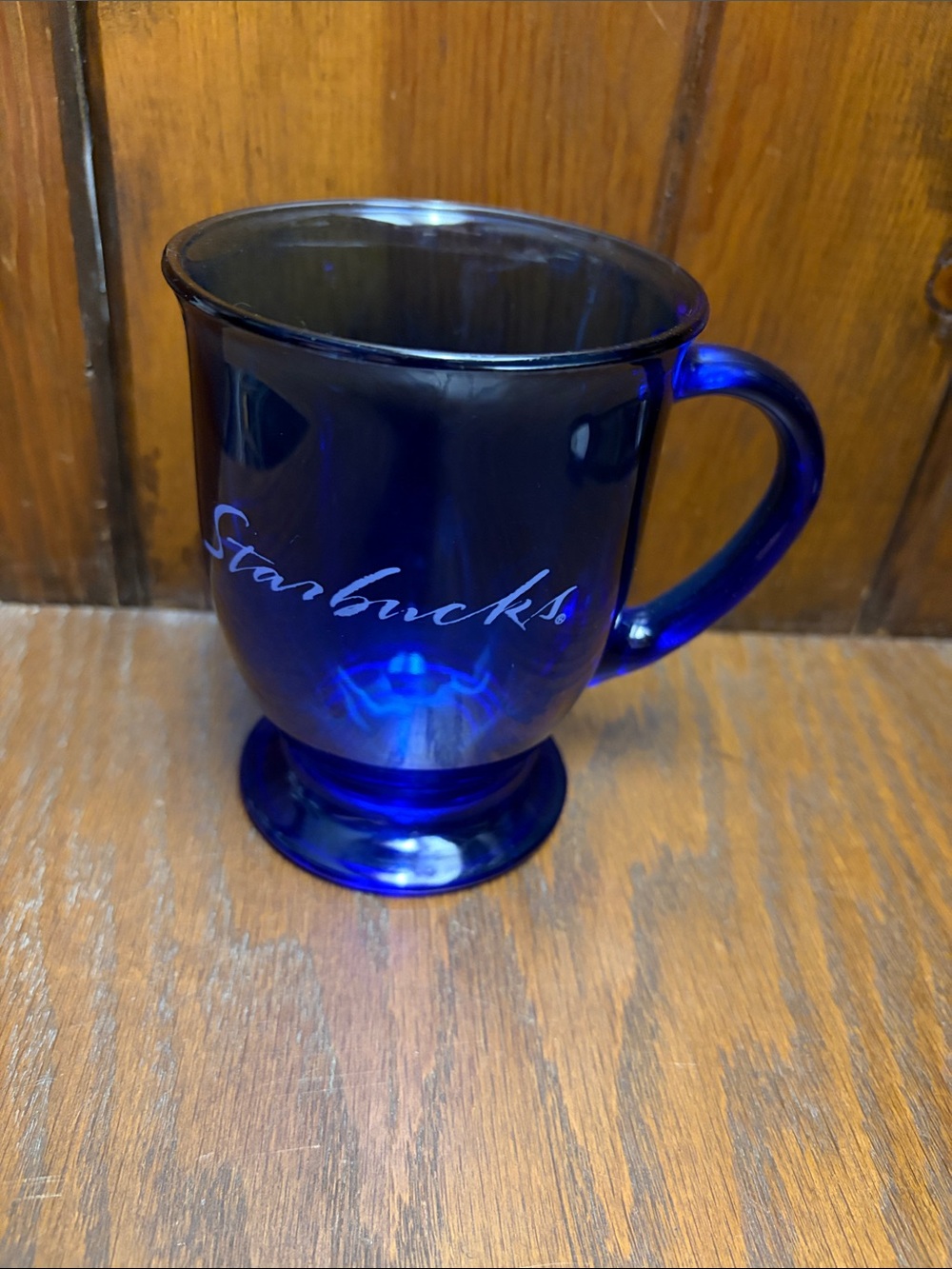 Starbucks Deep Cobalt Blue Glass Pedestal Mug